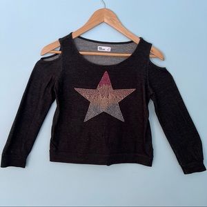 Epic Threads Girls Cold-Shoulder Long Sleeve Top, Size Medium